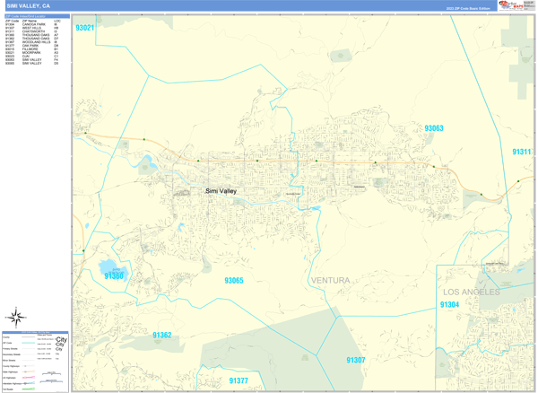 Simi Valley City Digital Map Basic Style